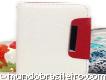 Capa Carteira Branca com Vermelho Samsung Galaxy S4 i9500 ou i9505 		